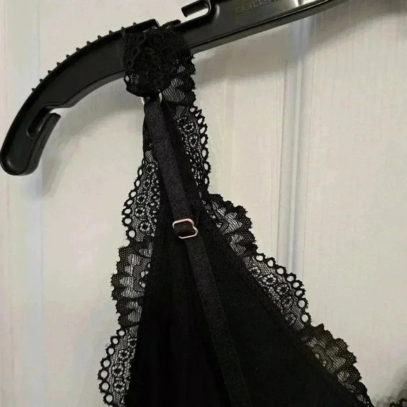 NWOT  Flora Nikrooz Black Chemise Small Lace Microfiber Nightie Pajama Nightgown - Picture 9 of 12